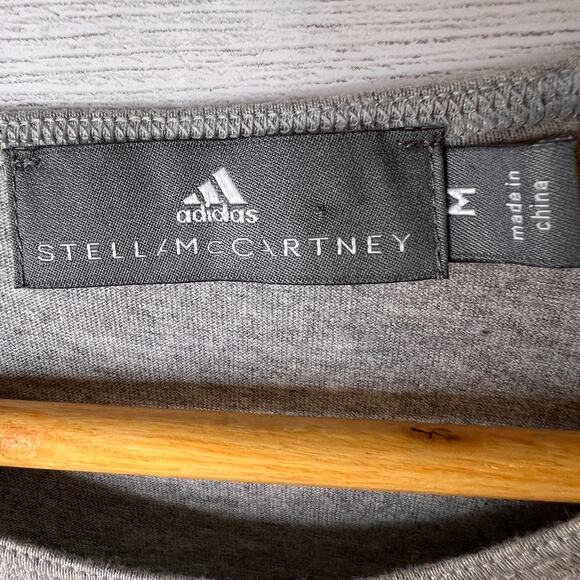 Adidas X Stella McCartney Shirt Womens Size Medium Gray Graphic Mesh Hem - Picture 2 of 15